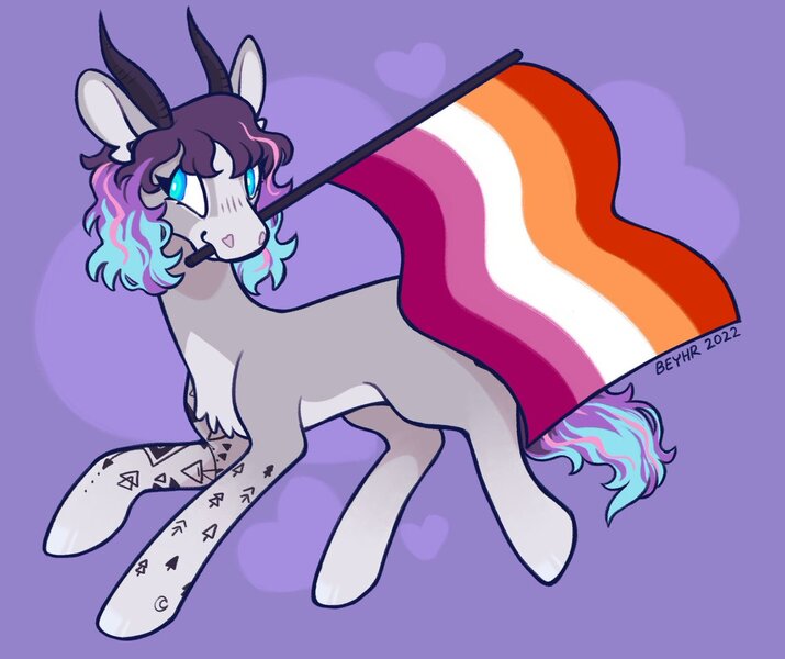 Size: 1199x1006 | Tagged: safe, artist:beyhr, derpibooru import, oc, unofficial characters only, earth pony, image, jpeg, lesbian pride flag, pride, pride flag