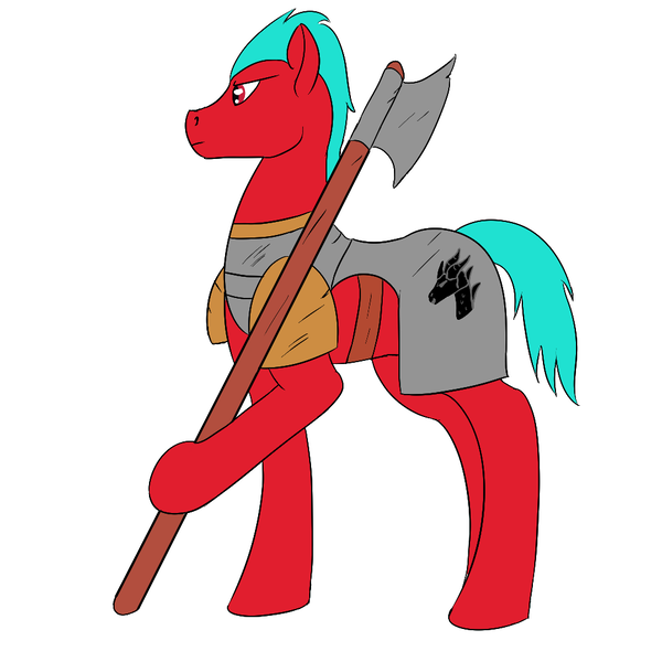 Size: 1000x1000 | Tagged: safe, artist:saint boniface, derpibooru import, oc, unofficial characters only, earth pony, pony, armor, axe, image, male, png, simple background, solo, stallion, weapon, white background