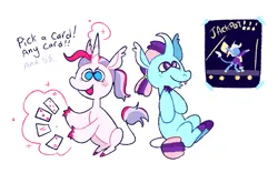 Size: 2048x1280 | Tagged: safe, artist:goatpaste, derpibooru import, oc, oc:bunny hop, oc:twinkle wish, unofficial characters only, pony, unicorn, duo, image, jackpot, magical lesbian spawn, offspring, parent:starlight glimmer, parent:trixie, parents:startrix, png