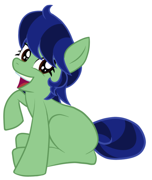 Size: 3300x3900 | Tagged: safe, artist:gabosor, derpibooru import, oc, oc:gabosor, unofficial characters only, pony, unicorn, derpibooru community collaboration, 2024 community collab, big eyes, big smile, blank flank, blue mane, derpibooru exclusive, digital art, female, full body, green coat, high res, image, long tail, looking at you, mare, meta, open mouth, png, ponysona, posing for photo, raised hoof, raised leg, show accurate, simple background, sitting, smiling, smiling at you, solo, tail, teeth, transparent background, vector, wingding eyes