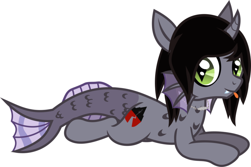 Size: 1434x956 | Tagged: safe, artist:lightningbolt, derpibooru import, oc, ponified, ponified:kellin quinn, half-siren, hybrid, pony, .svg available, curved horn, derpibooru exclusive, eyeliner, fangs, fins, fish tail, happy, horn, image, jewelry, looking at you, makeup, male, necklace, png, scales, show accurate, simple background, sleeping with sirens, slit pupils, smiling, solo, tail, tongue out, transparent background, vector