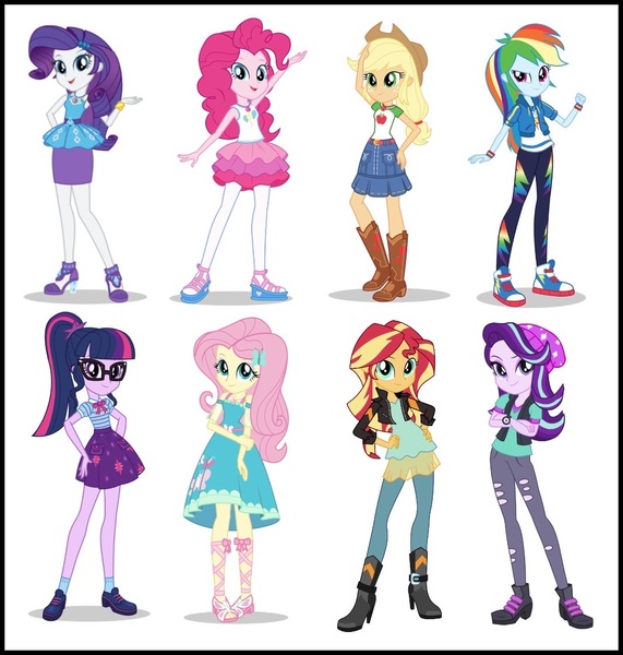 Size: 1062x1115 | Tagged: safe, artist:awesomegamedude10, derpibooru import, applejack, fluttershy, pinkie pie, rainbow dash, rarity, sci-twi, starlight glimmer, sunset shimmer, twilight sparkle, human, equestria girls, applejack's hat, beanie, boots, clothes, converse, cowboy hat, crossed arms, denim, dress, female, fluttershy boho dress, hand on hip, hat, high heels, humane five, humane seven, humane six, image, jacket, jeans, jpeg, pants, rah rah skirt, rarity peplum dress, shoes, simple background, skirt, sneakers, white background