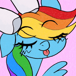 Size: 600x600 | Tagged: safe, artist:flutterbree, derpibooru import, rainbow dash, rarity, pegasus, unicorn, animated, disembodied hoof, female, gif, image, lesbian, pampering, scratches, ship:raridash, shipping, tongue out