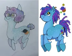 Size: 2047x1609 | Tagged: safe, artist:universalheart, derpibooru import, oc, unnamed oc, unofficial characters only, earth pony, pony, comparison, digital art, earth pony oc, image, png, traditional art