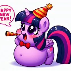 Size: 1024x1024 | Tagged: safe, ai content, derpibooru import, prompter:darklady94two, twilight sparkle, fat, happy new year, holiday, image, jpeg, twilard sparkle