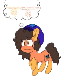 Size: 828x998 | Tagged: safe, artist:mildedmir, derpibooru import, oc, oc:robertapuddin, oc:sour dough, unofficial characters only, earth pony, pony, beanie, blushing, cute, fusion, hat, image, png, sourberta doughdin, transformation