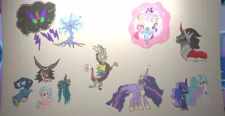 Size: 1184x612 | Tagged: safe, derpibooru import, applejack, cozy glow, discord, fluttershy, grogar, king sombra, lord tirek, pinkie pie, princess celestia, princess luna, princess twilight 2.0, queen chrysalis, rainbow dash, rarity, tree of harmony, twilight sparkle, twilight sparkle (alicorn), alicorn, hello pinkie pie, season 9, the beginning of the end, the last problem, spoiler:s09, female, former queen chrysalis, g4, image, legion of doom, mane six, older, older twilight, older twilight sparkle (alicorn), png, royal sisters, siblings, sisters