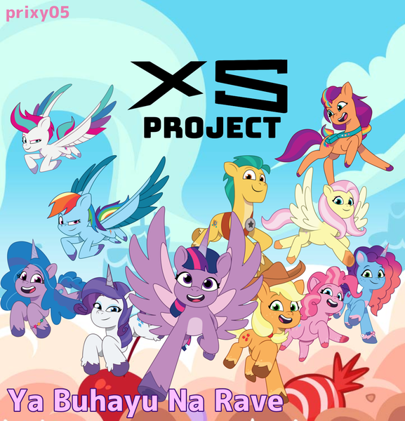 Size: 1194x1242 | Tagged: safe, artist:edy_january, artist:prixy05, derpibooru import, edit, applejack, fluttershy, hitch trailblazer, izzy moonbow, pinkie pie, pipp petals, rainbow dash, rarity, sunny starscout, twilight sparkle, zipp storm, alicorn, earth pony, pegasus, pony, unicorn, g5, my little pony: tell your tale, album, album cover, candyland, g4, group, happy new year, hardbass, holiday, image, mane five, mane six, misty brightdawn, music, party, png, simple background, song, vector used, xs project