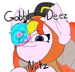Size: 1710x1633 | Tagged: suggestive, artist:quillsadilla, derpibooru import, oc, oc:sweetie swirl, unofficial characters only, clothes, costume, ear fluff, eyelashes, femboy, hair over one eye, hat, image, male, multicolored hair, png, simple background, smug, solo, text, transparent background, turkey costume, uwu