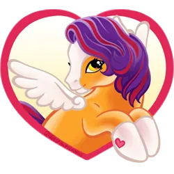 Size: 1280x1280 | Tagged: safe, artist:sparkytopia, derpibooru import, oc, oc:october moon, unofficial characters only, pegasus, pony, g3, blaze (coat marking), closed mouth, coat markings, colored wings, facial markings, female, g3 oc, heart, hoof heart, image, mare, png, simple background, smiling, socks (coat marking), spread wings, transparent background, underhoof, wings, yellow eyes