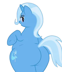 Size: 4600x5344 | Tagged: suggestive, artist:duskyzombie, derpibooru import, trixie, pony, unicorn, absurd resolution, bipedal, butt, fat, female, image, lidded eyes, looking back, mare, plot, png, simple background, solo, the ass was fat, the great and powerful ass, thick, transparent background, vector, wide hips
