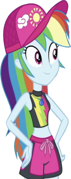 Size: 1004x2520 | Tagged: safe, derpibooru import, edit, edited screencap, editor:homersimpson1983, screencap, rainbow dash, human, equestria girls, background removed, bikini, cap, clothes, female, geode of super speed, hat, image, magical geodes, not a vector, png, simple background, solo, swimsuit, transparent background