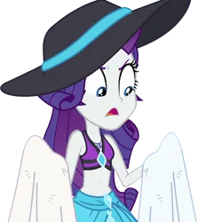Size: 2236x2520 | Tagged: safe, derpibooru import, edit, edited screencap, editor:homersimpson1983, screencap, rarity, human, equestria girls, background removed, bikini, clothes, female, hat, image, not a vector, png, rarity is not amused, sarong, simple background, swimsuit, towel, transparent background, unamused