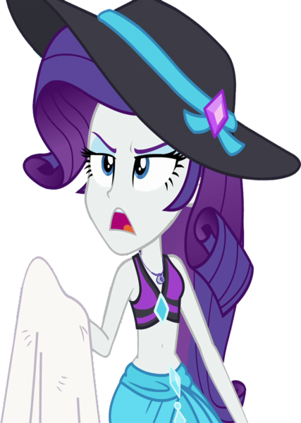 Size: 1795x2520 | Tagged: safe, derpibooru import, edit, edited screencap, editor:homersimpson1983, screencap, rarity, human, equestria girls, background removed, bikini, clothes, female, image, not a vector, png, rarity is not amused, sarong, simple background, swimsuit, towel, transparent background, unamused