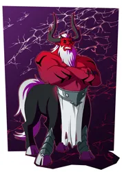 Size: 1280x1811 | Tagged: safe, artist:new-ereon, derpibooru import, lord tirek, taur, commission, crossed arms, crossover, dc comics, gritted teeth, image, jpeg, lightning, male, multiple eyes, muscles, muscular male, solo, teeth, trigon