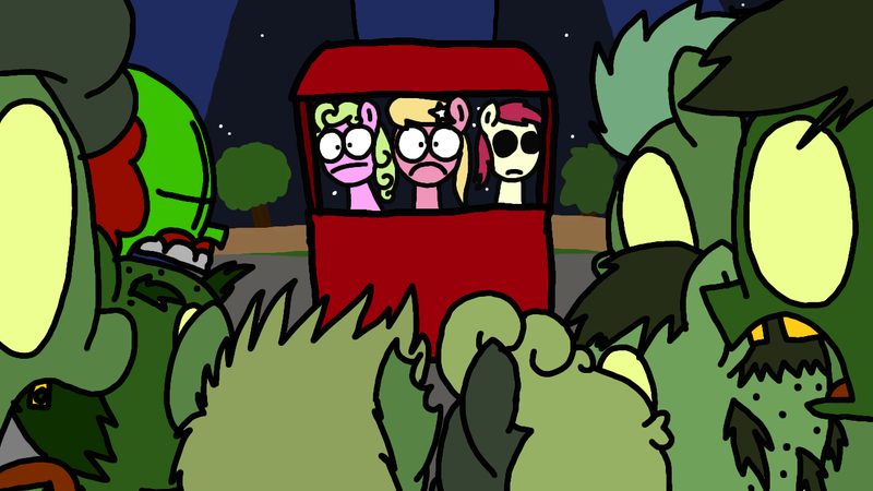 Size: 1280x720 | Tagged: safe, artist:professorventurer, derpibooru import, daisy, flower wishes, lily, lily valley, roseluck, undead, zombie, carnival, eddsworld, ferris wheel, flower trio, fun dead, g4, image, madness combat, png, tricky, zombie apocalypse