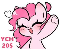 Size: 490x372 | Tagged: safe, artist:arwencuack, derpibooru import, pinkie pie, earth pony, pony, commission, g4, gif, image, solo, ych animation, your character here