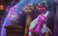 Size: 1740x1080 | Tagged: safe, derpibooru import, screencap, spike, g5, my little pony: make your mark, spoiler:g5, spoiler:my little pony: make your mark, spoiler:my little pony: make your mark chapter 6, spoiler:mymc06e02, animated, blaize skysong, dragon lord spike, dragon stone, gif, glow, glowing horn, glowing wings, horn, hypnosis, hypnotized, image, levitation, luxxe, magic, magic bubble, my little pony: make your mark chapter 6, older, older spike, opaline arcana, pedestal, relic, roots of all evil, spread wings, telekinesis, trapped, wings