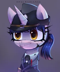 Size: 2375x2840 | Tagged: safe, artist:opal_radiance, derpibooru import, oc, pony, unicorn, equestria at war mod, bust, helmet, image, kofi, png, portrait, solo