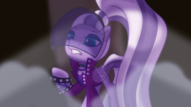 Size: 3840x2160 | Tagged: safe, artist:equmoria, derpibooru import, coloratura, starsong, earth pony, pony, g3, the mane attraction, ai cover, countess coloratura, fake wings, female, g3.5, g4, g4 to g3.5, generation leap, image, mare, png, scene interpretation, solo, the spectacle