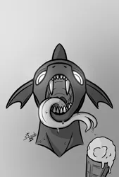 Size: 946x1399 | Tagged: suggestive, artist:tsswordy, derpibooru import, oc, oc:phalus, changeling, black and white, bust, fangs, floppy ears, food, glow, glowing eyes, grayscale, ice cream, image, long tongue, mawshot, monochrome, open mouth, png, portrait, sharp teeth, solo, sternocleidomastoid, teeth, tongue out, uvula