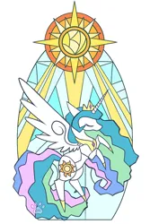 Size: 1200x1800 | Tagged: safe, artist:angstsuccer, derpibooru import, princess celestia, alicorn, pony, eyes closed, image, png, pointy legs, simple background, solo, stained glass, white background
