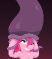 Size: 104x118 | Tagged: suggestive, artist:parallel black, derpibooru import, pinkie pie, oc, oc:purple vine, digital art, female, fetish, gradient background, image, imminent vore, muscles, muscular female, offscreen character, pixel art, png, shiny, struggling, tail, tail maw, tail vore, tendrils, vore