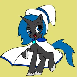 Size: 615x611 | Tagged: safe, artist:fsnyion, derpibooru import, oc, oc:nebula, unofficial characters only, pony, unicorn, cloak, clothes, female, hat, image, png, solo