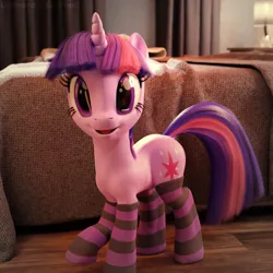 Size: 2048x2048 | Tagged: source needed, safe, anonymous artist, twilight sparkle, pony, 3d, bed, clothes, comfy, cute, image, jpeg, realistic, socks, solo