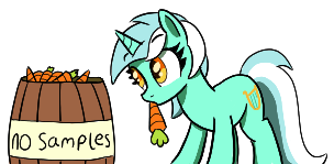 Size: 304x149 | Tagged: safe, artist:maretian, ponerpics import, lyra heartstrings, pony, unicorn, carrot, female, food, image, l.u.l.s., mare, mouth hold, png, solo