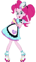 Size: 1461x2520 | Tagged: safe, derpibooru import, edit, edited screencap, editor:homersimpson1983, screencap, human, equestria girls, apron, background removed, clothes, female, g4, image, not a vector, png, roller skates, simple background, skates, solo, transparent background, waitress