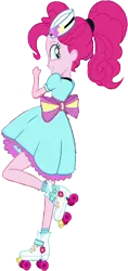 Size: 1191x2520 | Tagged: safe, derpibooru import, edit, edited screencap, editor:homersimpson1983, screencap, pinkie pie, human, equestria girls, apron, background removed, clothes, g4, image, not a vector, png, roller skates, simple background, skates, solo, transparent background, waitress