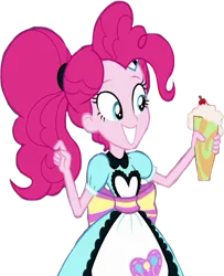 Size: 2050x2520 | Tagged: safe, derpibooru import, editor:homersimpson1983, pinkie pie, human, equestria girls, apron, background removed, clothes, drink, female, g4, image, milkshake, png, simple background, solo, transparent background, waitress