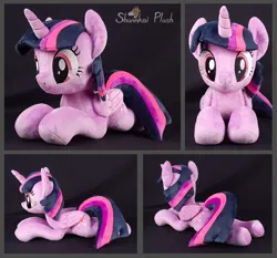 Size: 1447x1350 | Tagged: safe, artist:shunnkai, derpibooru import, twilight sparkle, twilight sparkle (alicorn), alicorn, pony, image, irl, lying down, photo, plushie, png, prone, solo