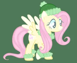 Size: 821x670 | Tagged: safe, artist:hivecicle, derpibooru import, fluttershy, pegasus, pony, blue eyes, christmas, clothes, colored wings, g4, hat, holiday, image, markings, multicolored wings, pink hair, png, solo, wings, yellow coat