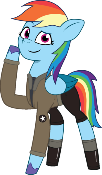 Size: 668x1149 | Tagged: safe, artist:edy_january, artist:prixy05, derpibooru import, rainbow dash, pegasus, pony, g5, my little pony: tell your tale, boots, clothes, denim, girls und panzer, image, jacket, jeans, military, military pony, military uniform, pants, png, saunders, sergeant, sgt rainbow.dash, shirt, shoes, short pants, simple background, socks, soldier, soldier pony, solo, stockings, thigh highs, transparent background, uniform