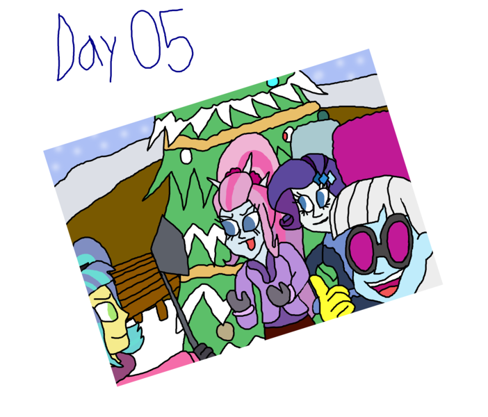 Size: 3865x3303 | Tagged: safe, artist:bigpurplemuppet99, derpibooru import, photo finish, pixel pizazz, rarity, violet blurr, equestria girls, christmas, holiday, image, png, the snapshots