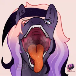 Size: 1600x1600 | Tagged: suggestive, artist:artsypaws, derpibooru import, oc, oc:silversparks, fluffy pony, pegasus, pony, chest fluff, ear fluff, female, fetish, fluffy, g4, image, jpeg, mawshot, open mouth, saliva puddle, soft vore, solo, tongue out, uvula, vore