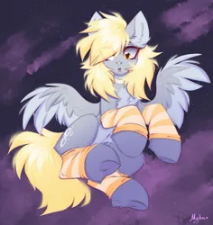 Size: 2000x2117 | Tagged: safe, artist:mysha, derpibooru import, derpy hooves, pegasus, pony, chest fluff, cute, derpabetes, ear fluff, female, flying, g4, high res, image, jpeg, looking at you, mare, open mouth, signature, solo, spread wings, wings