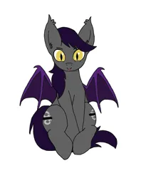 Size: 1048x1280 | Tagged: safe, artist:lostbrony, derpibooru import, oc, oc:specter, unofficial characters only, bat pony, pony, derpibooru community collaboration, 2024 community collab, :p, bat wings, ear tufts, fangs, image, male, png, simple background, sitting, stallion, tongue out, white background, wings