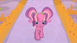 Size: 1267x716 | Tagged: safe, derpibooru import, screencap, cheerilee (g3), earth pony, pony, g3, twinkle wish adventure, cute, female, front view, g3.5, green eyes, image, jpeg, mare, pigtails, solo, walking