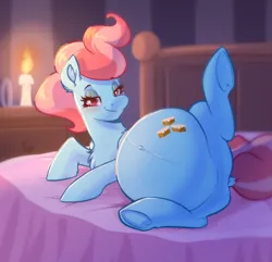 Size: 2752x2648 | Tagged: suggestive, alternate version, artist:witchtaunter, derpibooru import, cup cake, earth pony, bed, bedroom, bedroom eyes, bedsheets, belly, belly button, big belly, blurry background, blushing, candle, candle holder, candlelight, candlestick, commission, cutie mark, female, g4, image, imminent sex, implied carrot cake, implied pound cake, implied pumpkin cake, married couples doing married things, multiple variants, nudity, outie belly button, paternity mark, png, pregnant, pregnant cup cake, seductive look, seductive pose, solo, solo female, spread legs, spreading, story included
