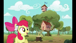 Size: 1920x1080 | Tagged: safe, artist:pyrogaming, derpibooru import, apple bloom, babs seed, earth pony, pony, angry, apple bloom's bow, bow, can, clubhouse, dialogue, exploitable meme, female, filly, foal, food, g4, hair bow, image, meme, old meme, phone, soup, store, webm