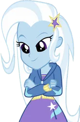 Size: 1656x2520 | Tagged: safe, derpibooru import, edit, edited screencap, editor:homersimpson1983, screencap, trixie, human, equestria girls, background removed, crossed arms, female, g4, image, not a vector, png, smiling, solo