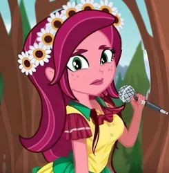 Size: 561x573 | Tagged: safe, ai content, derpibooru import, generator:fotor, machine learning generated, gloriosa daisy, equestria girls, legend of everfree, clothes swap, image, jpeg