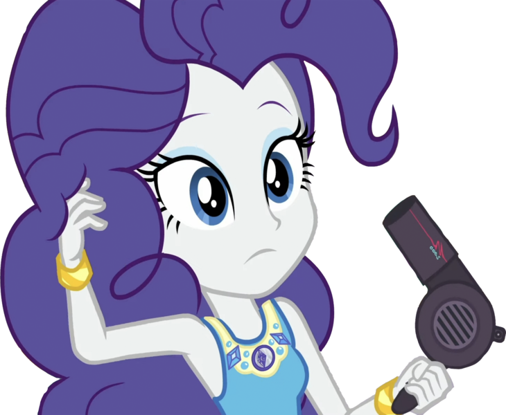 Size: 3066x2520 | Tagged: safe, derpibooru import, edit, edited screencap, editor:homersimpson1983, screencap, rarity, human, do it for the ponygram!, equestria girls, equestria girls series, spoiler:eqg series (season 2), 2d, background removed, cute, eyeshadow, female, g4, geode of shielding, gold, hair dryer, image, jewelry, magical geodes, makeup, not a vector, pinkie pie hair, png, raribetes, rarity peplum dress, simple background, sleeveless, solo, transparent background, wrist cuffs