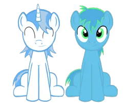 Size: 1682x1447 | Tagged: safe, artist:solemnfutury, derpibooru import, oc, oc:focus, oc:light stars, unofficial characters only, pony, unicorn, derpibooru community collaboration, 2024 community collab, duo, eyes closed, image, looking at you, png, simple background, smiling, transparent background