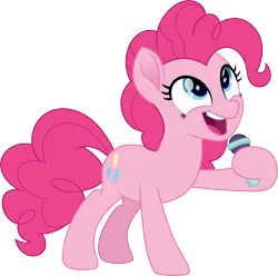 Size: 3026x3000 | Tagged: safe, artist:cloudy glow, derpibooru import, pinkie pie, earth pony, pony, rainbow roadtrip, female, image, microphone, png, simple background, solo, transparent background