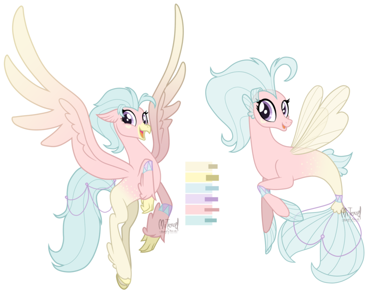 Size: 4000x3000 | Tagged: safe, artist:mitexcel, derpibooru import, oc, oc:pastel glow, hippogriff, seapony (g4), base used, beak, blue mane, blue tail, colored wings, g4, gradient wings, happy, hippogriff oc, hooves, image, open beak, open mouth, palette, pastel, png, seapony oc, simple background, tail, transparent background, wings
