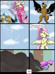 Size: 6000x8000 | Tagged: safe, artist:chedx, derpibooru import, fluttershy, pinkie pie, earth pony, pegasus, comic:learning with pibby glitch battles, comic, commission, community related, corrupted, crossover, error, glitch, image, multiverse, pibby, png, scooby doo, scooby doo (character)